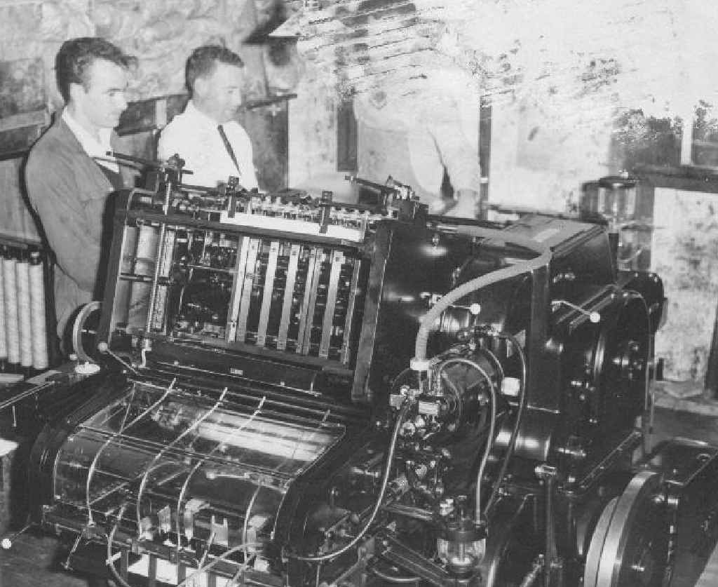 Ross Walker and Russell Head with the former Heidelberg press, along with an unknown employee, possibly a sales rep from that era. Ross Walker and Russell Head with the former Heidelberg press, along with an unknown employee, possibly a sales rep from that era.